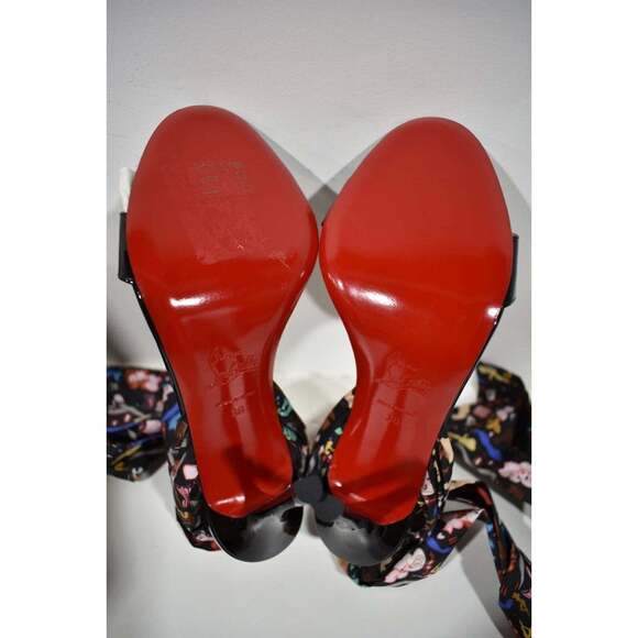 Christian Louboutin Fetish Du Desert 100 Black Lace Up Tie Sandal Heel Pump 38 - Picture 12 of 12